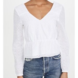 NWT BB Dakota White Eyelet Long Sleeve Top